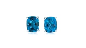 9.50 ct. t.w. London Blue Topaz and White Zircon-Accented Jewelry Set: Earrings and Pendant Necklace in Sterling Silver