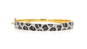 1.50 ct. t.w. Black, White and Brown Diamond Leopard Bangle Bracelet in 18kt Gold Over Sterling