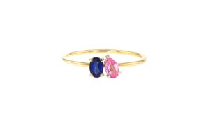 .30 ct. t.w. Blue and Pink Sapphire Toi et Moi Ring in 14kt Yellow Gold