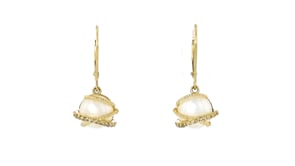 8mm Cultured Pearl and .13 ct. t.w. Diamond Drop Earrings in 14kt Yellow Gold