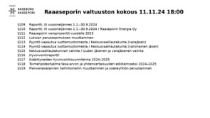 Raseborgs fullmäktigemöte 11.11.2024