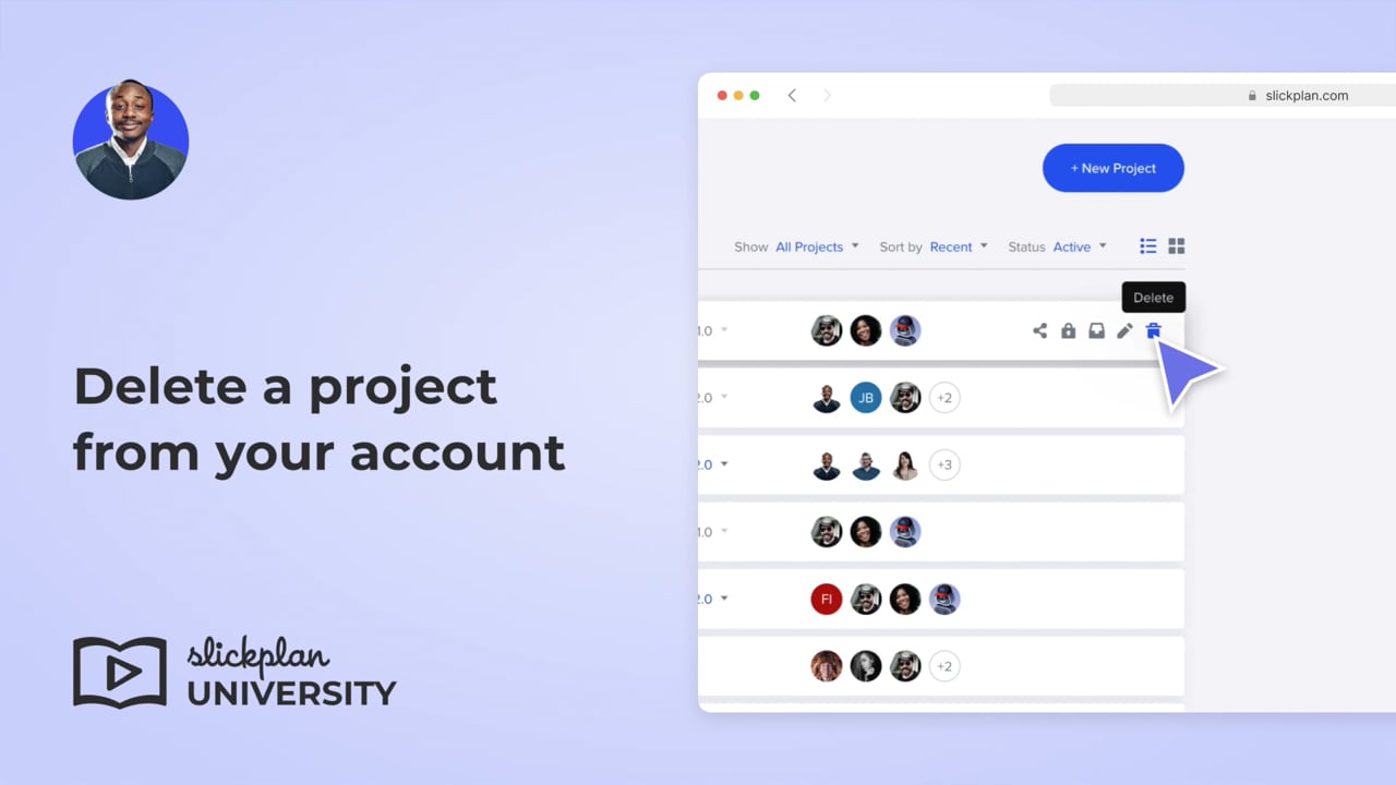 Delete a project from your account