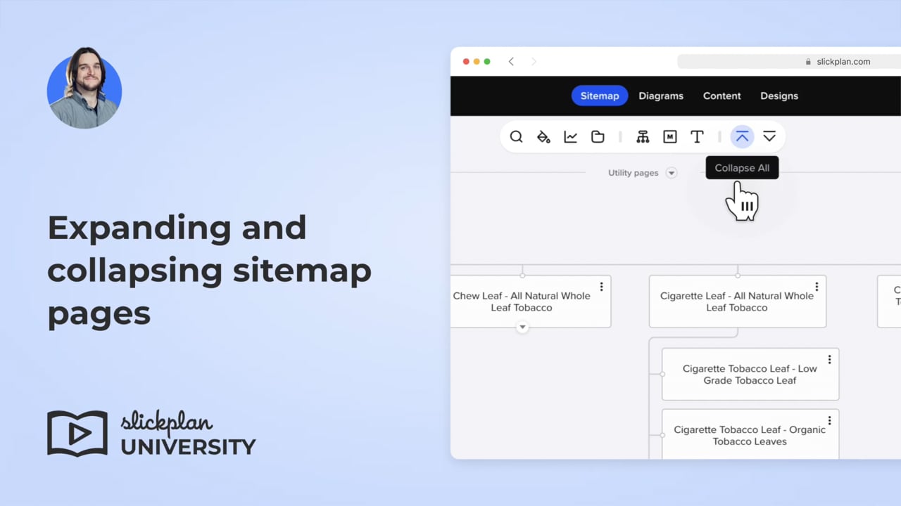 Expanding and collapsing sitemap pages