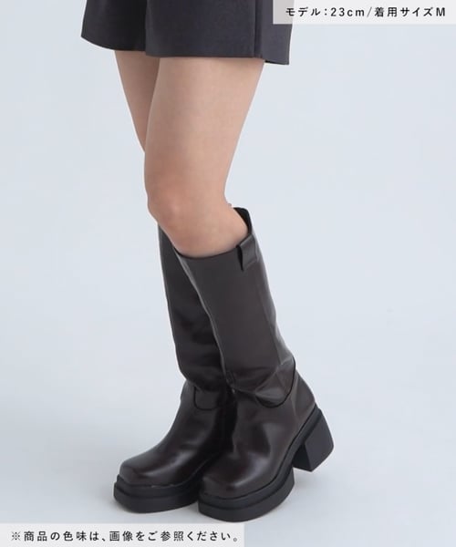 購*︎様 黒 厚底 ロングブーツ セール】【2024FW】厚底ロングブーツ（ブーツ）｜FOREVER 21