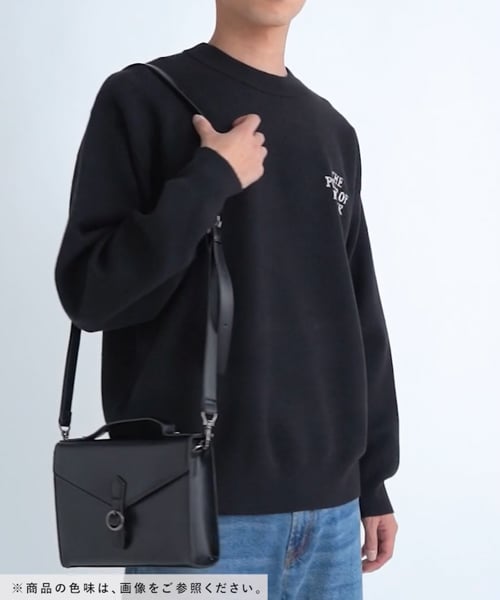 シンセティックレザー/2WAYフラップミニショルダーバッグ