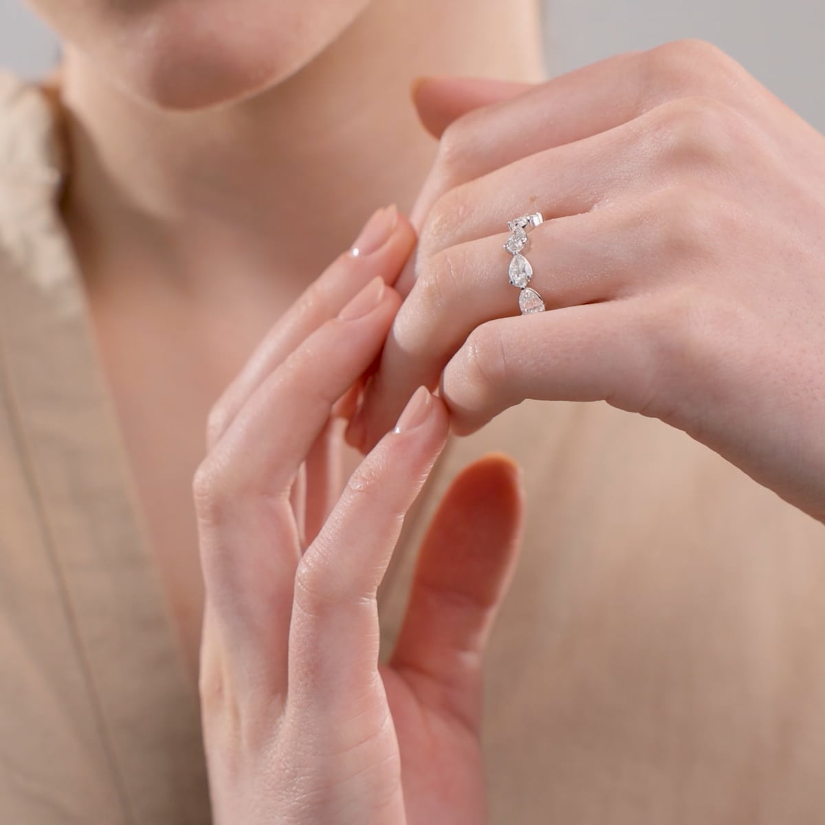 product video 2 for 2 ctw Pear Lab Grown Diamond Floating Anniversary Band