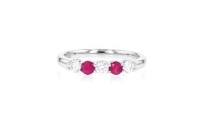 .20 ct. t.w. Ruby and .33 ct. t.w. Lab-Grown Diamond Ring in Sterling Silver