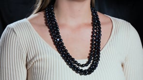 10-11mm Black Cultured Baroque Pearl Long Endless Necklace with Sterling Silver Shortener