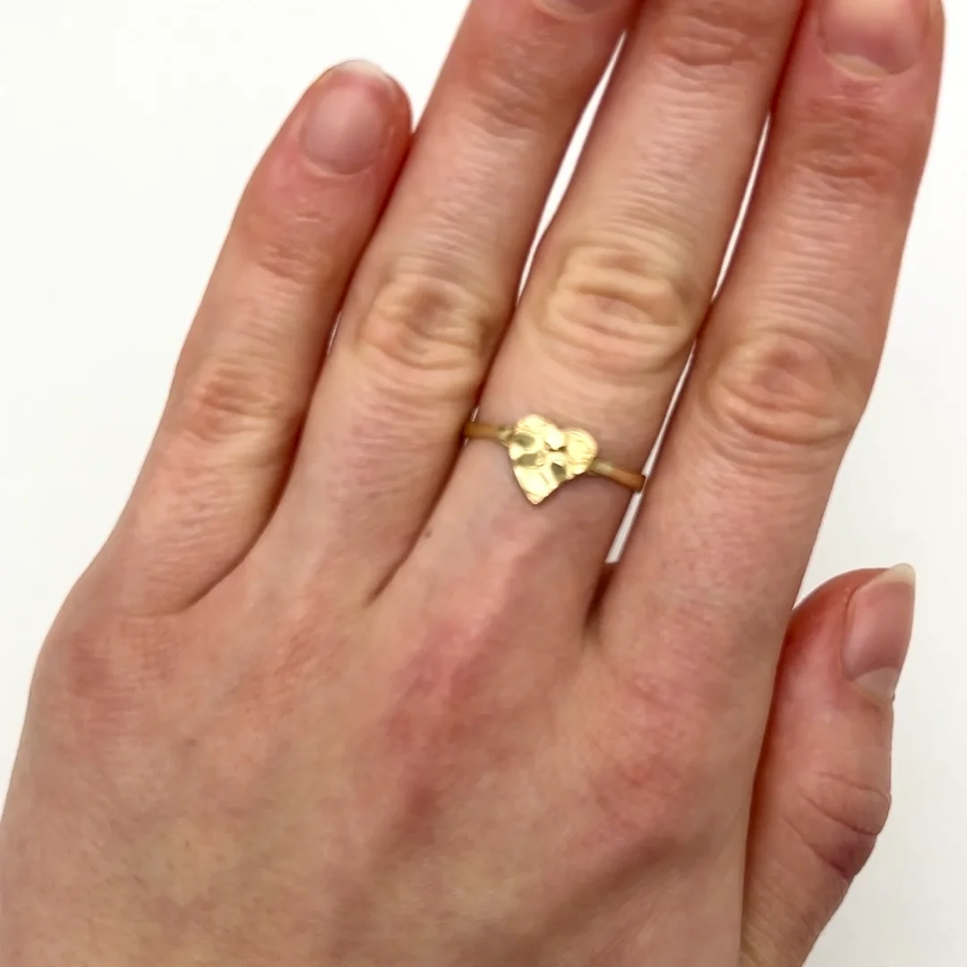 10K Yellow Gold 8mm Small Heart Nugget Ring