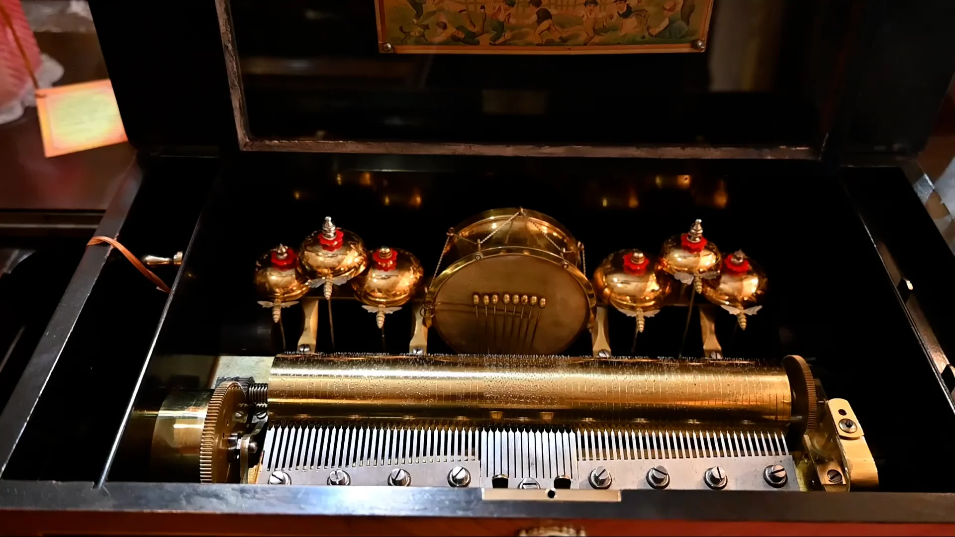 Swiss Orchestra Music Box Featuring Bells and Drums - Renaissance