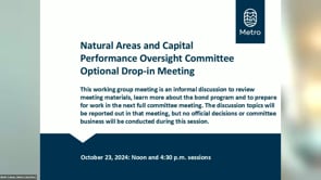 October 23, 2024: Parks and Nature Oversight Committee optional drop in meetings 1 and 2 on Vimeo