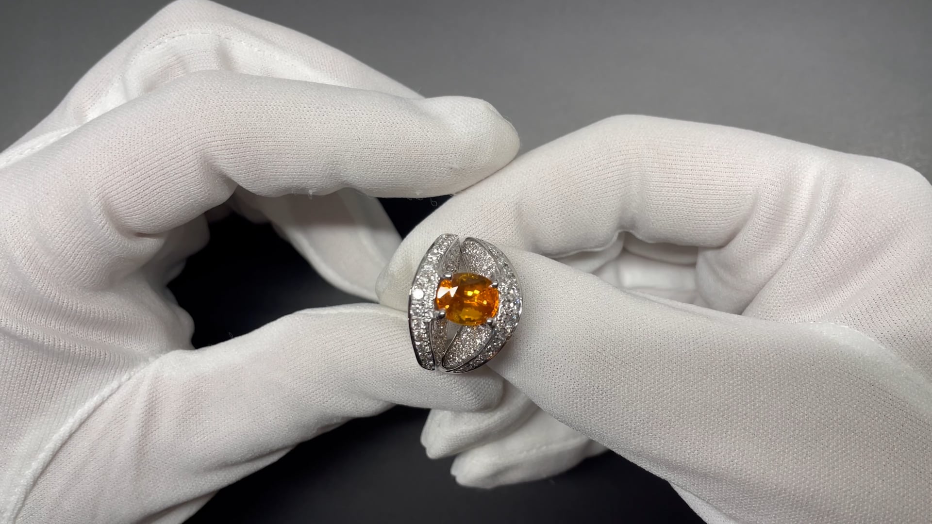 Bague En Or Blanc Plaqué Avec CZ Padparadscha 9,50 Mm - Taille 57 - Neuf Sans Boîte