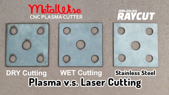 Stainless Steel Sheet Cut on Plasma Cutter With/Without Water, and Fiber Laser Comparison