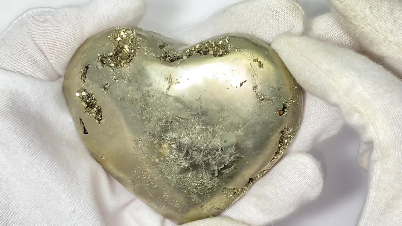 動画】【1点もの】パイライト ハート 1個 NO.7 - 天然石ビーズ