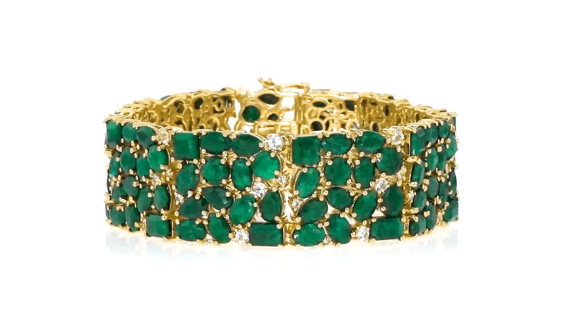 51.80 ct. t.w. Emerald and 2.90 ct. t.w. White Topaz Bracelet in