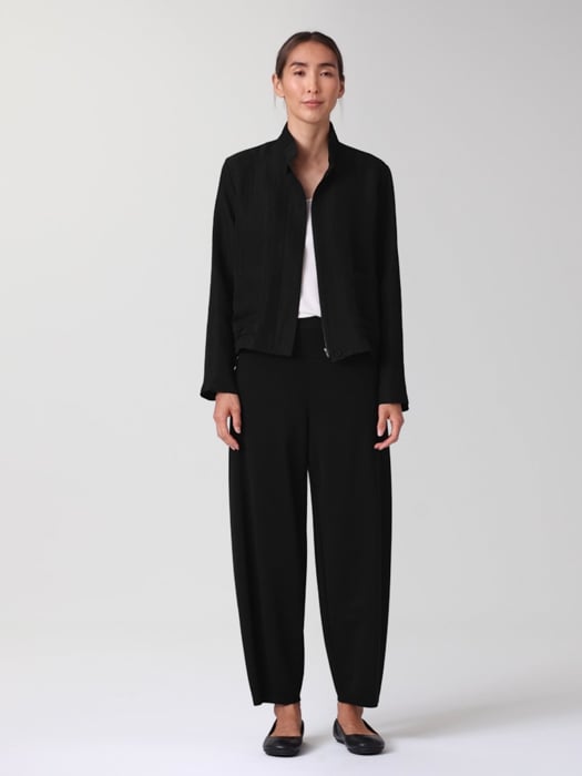 Silk Linen Box Stand Collar Jacket | EILEEN FISHER Silk Linen Box Stand Collar Jacket | EILEEN FISHER