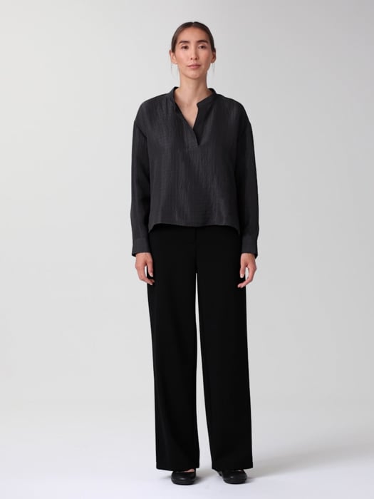 Silk Linen Box Band Collar Top | EILEEN FISHER Silk Linen Box Band Collar Top | EILEEN FISHER