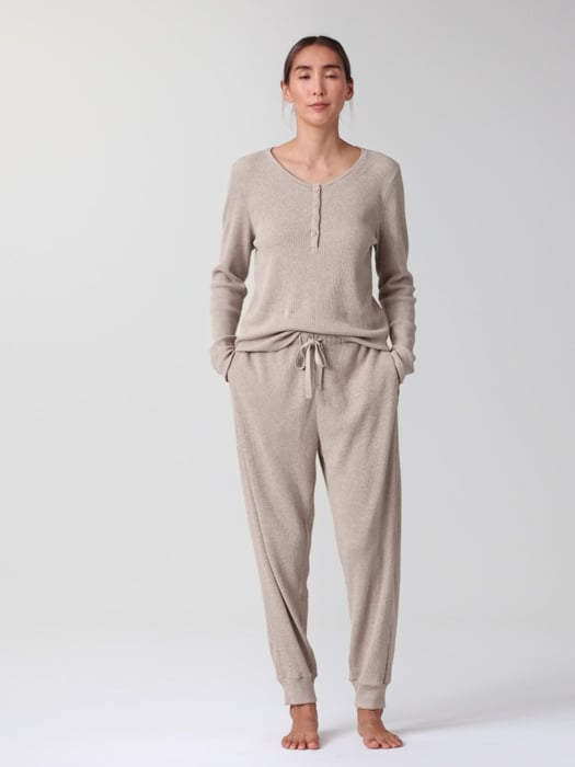 Mélange Organic Cotton Waffle Jogger Sleep Pant | EILEEN FISHER Mélange Organic Cotton Waffle Jogger Sleep Pant | EILEEN FISHER