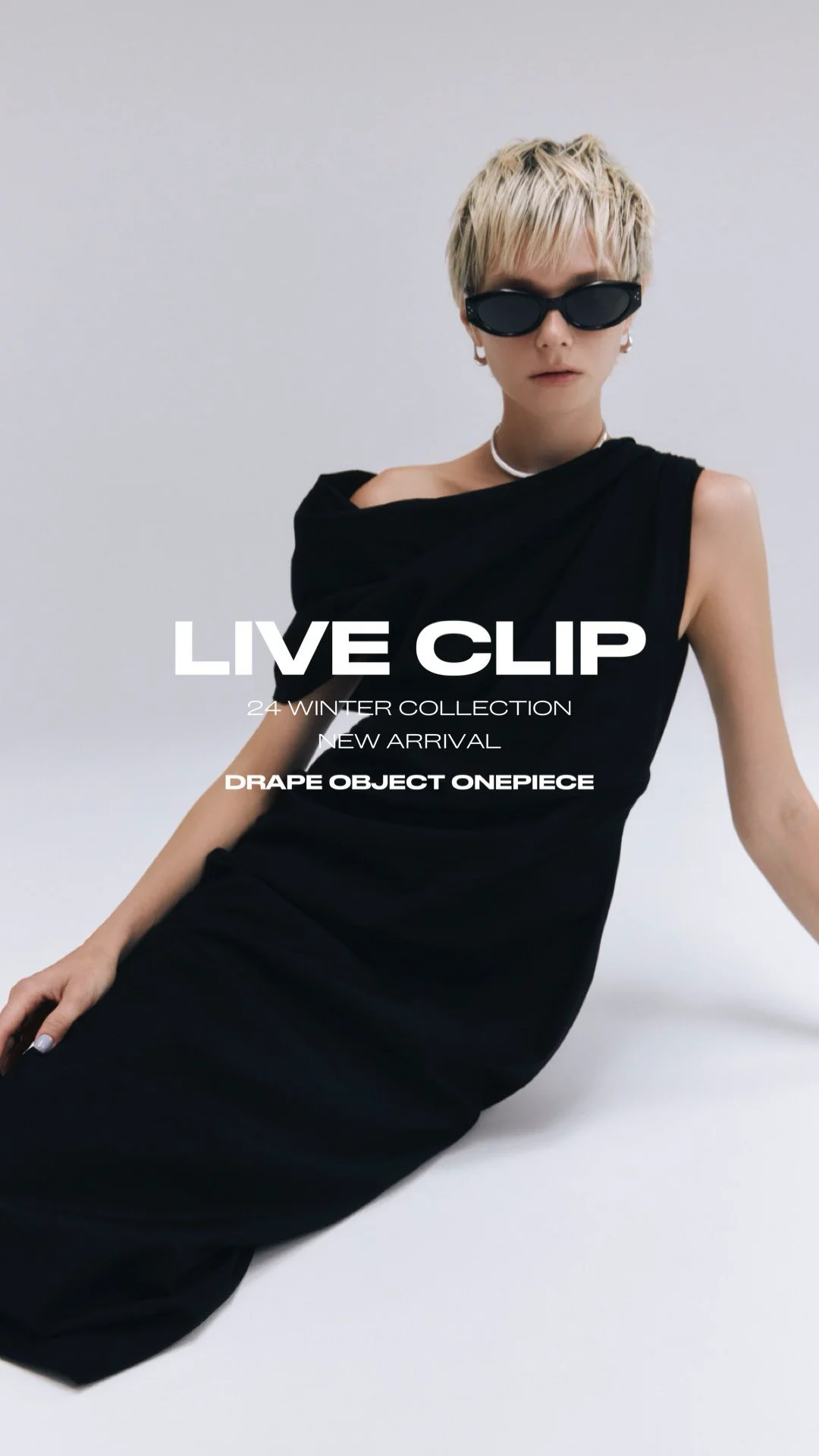 DRAPE OBJECT ONEPIECE(F BLACK): DRESSjosemoon
