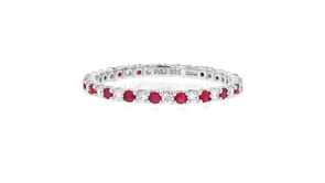 .30 ct. t.w. Ruby and .25 ct. t.w. Lab-Grown Diamond Eternity Band in Sterling Silver