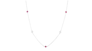 .20 ct. t.w. Ruby and .25 ct. t.w. Lab-Grown Diamond Station Necklace in Sterling Silver