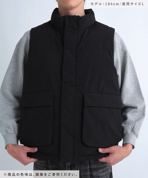 AIRTHERMAL/高機能中綿】ナイロンフラップポケット/ショートベスト