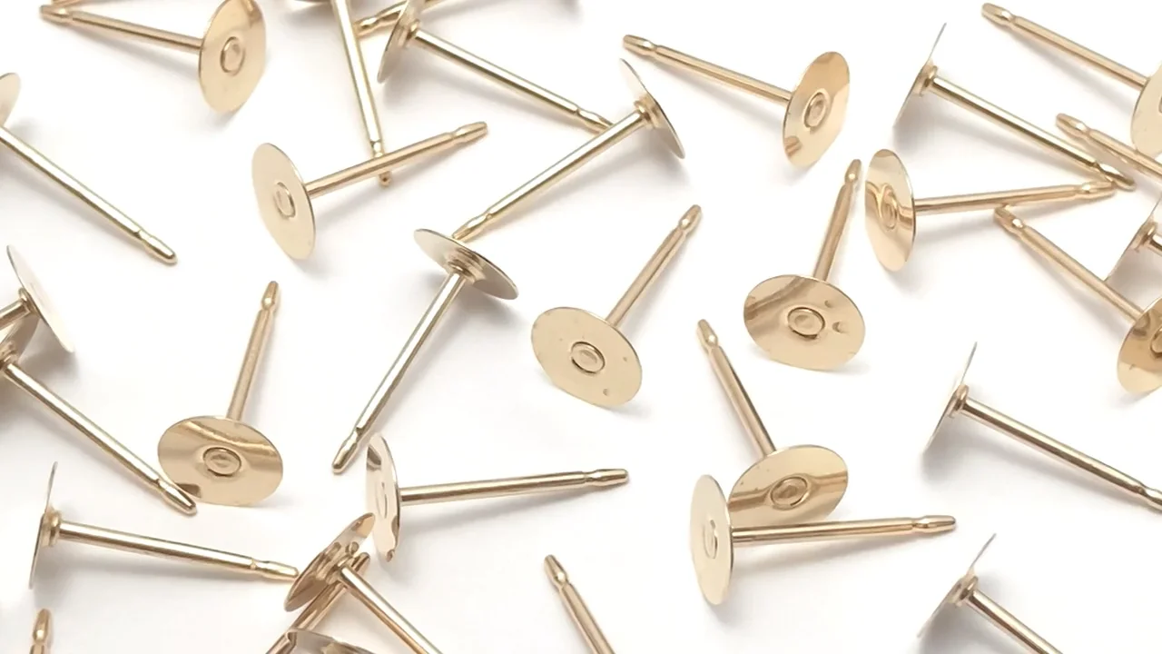 14KGF 平皿付ピアスポスト【4mm】【5mm】【6mm】【10mm】 1ペア 14KGF 平皿付ピアスポスト【4mm】【5mm】【6mm】【10mm】 1ペア