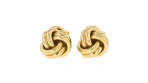 C. 1980 Vintage Tiffany Jewelry 14kt Yellow Gold Double-Knot Cuff Links