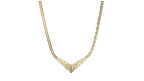C. 1980 Vintage 1.00 ct. t.w. Diamond Chevron Necklace in 14kt Yellow Gold. 16.5"