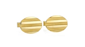 C. 1995 Vintage Tiffany Jewelry 18kt Yellow Gold Ridged Cuff Links