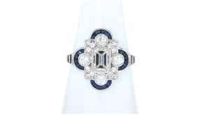 C. 1990 Vintage 1.06 ct. t.w. Diamond and .49 ct. t.w. Sapphire Ring in Platinum