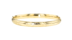 C. 1960 Vintage 14kt Yellow Gold Etched Bangle Bracelet