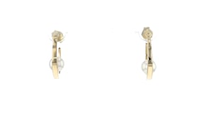C. 2000 Vintage 6mm Cultured Pearl Curved Hoop Earrings in 14kt Yellow Gold