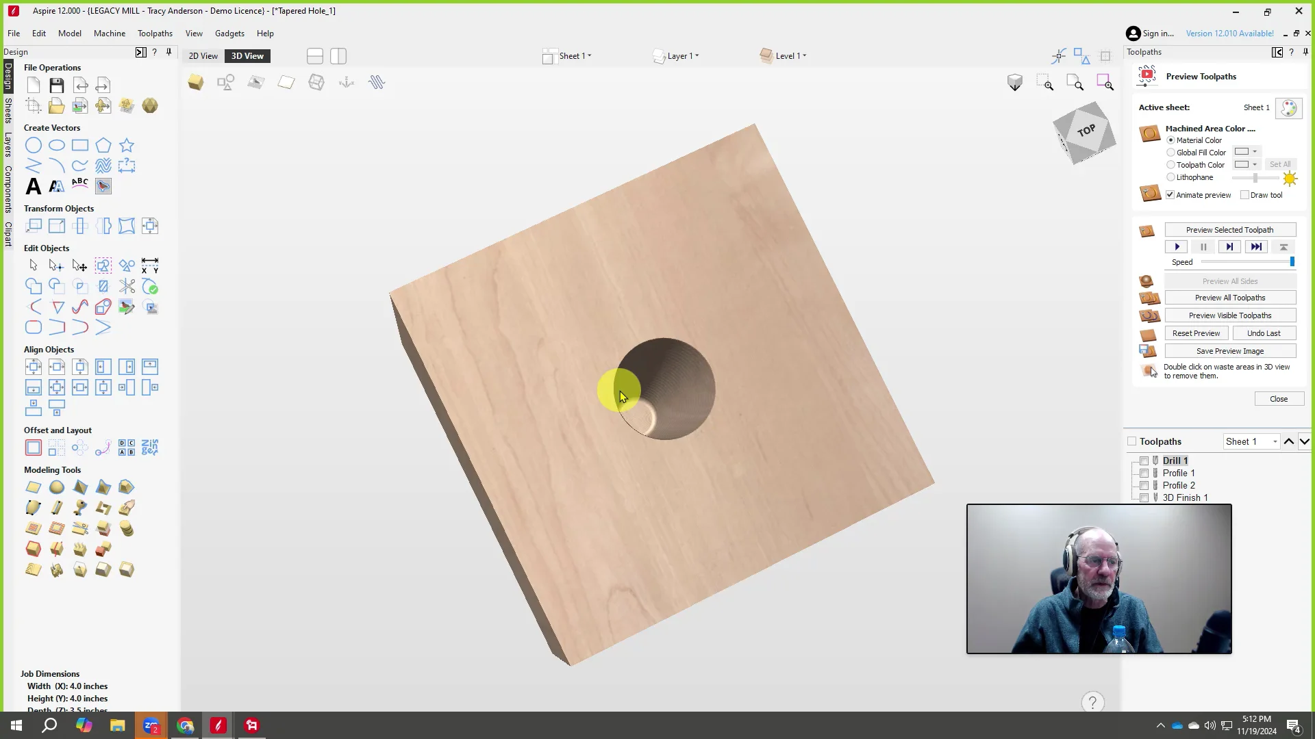 Modeling and Programing a Tapered Hole