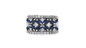 C. 1980 Vintage 1.20 ct. t.w. Sapphire and .60 ct. t.w. Diamond Ring in 14kt White Gold
