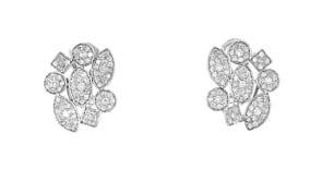 C. 1990 Vintage 2.50 ct. t.w. Diamond Geometric Cluster Earrings in 14kt White Gold