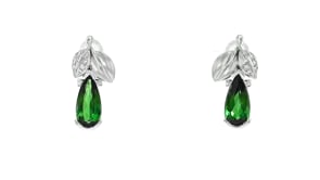 C. 1990 Vintage 5.21 ct. t.w. Green Tourmaline and .12 ct. t.w. Diamond Pear Earrings in 18kt White Gold
