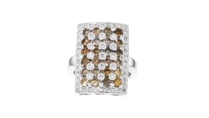 C. 1990 Vintage 2.53 ct. t.w. Brown and White Diamond Rectangle Ring in 18kt White Gold