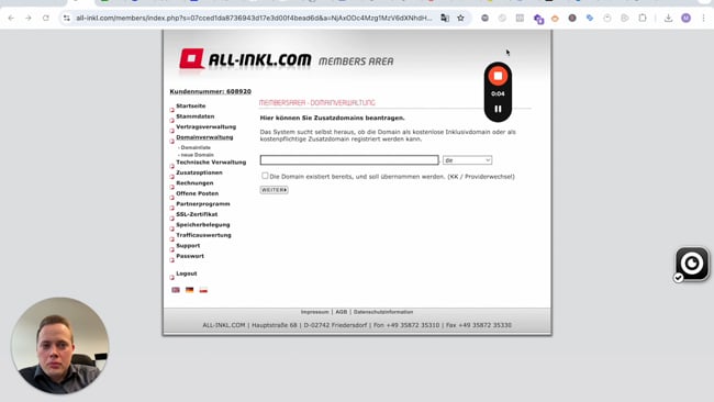 Domain kaufen über all inkl