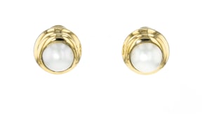 C. 1980 Vintage 13mm Cultured South Sea Pearl Earrings in 18kt Yellow Gold