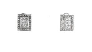 C. 1990 Vintage 2.20 ct. t.w. Diamond Rectangular Earrings in 18kt White Gold