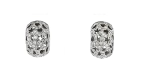 C. 1980 Vintage 2.10 ct. t.w. Diamond Multi-Symbol Hoop Earrings in 18kt White Gold