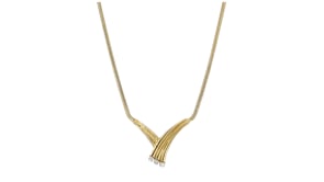 C. 1980 Vintage .12 ct. t.w. Diamond V Necklace in 14kt Yellow Gold