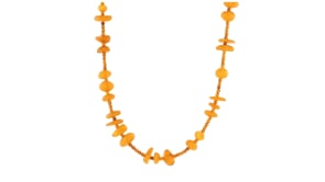 C. 1990 Vintage 2.5-11mm Amber Bead Necklace with 18kt Yellow Gold