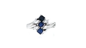 C. 1990 Vintage .79 ct. t.w. Sapphire and .20 ct. t.w. Diamond Ring in Platinum