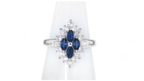 C. 2000 Vintage .77 ct. t.w. Sapphire and .80 ct. t.w. Diamond Ring in Platinum