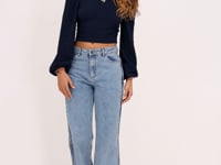 Dark blue textured top & bow | My Jewellery