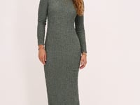 Green maxi dress with structure & slit