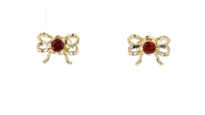 .30 ct. t.w. Garnet Bow Earrings in 10kt Yellow Gold