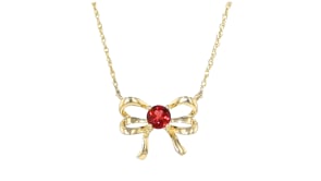 .30 Carat Garnet Bow Necklace in 10kt Yellow Gold